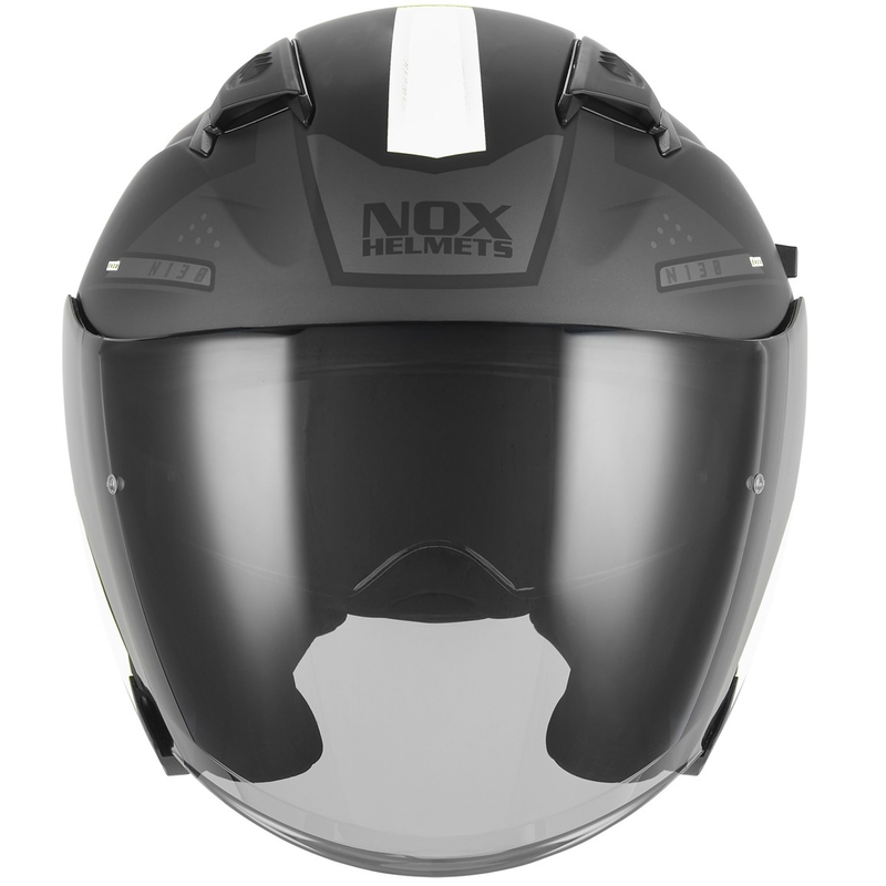 Casco da moto jet NOX N130 EKTO nero opaco-bianco