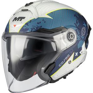Casco da moto jet MT Cosmo SV Layout C7 blu-bianco opaco