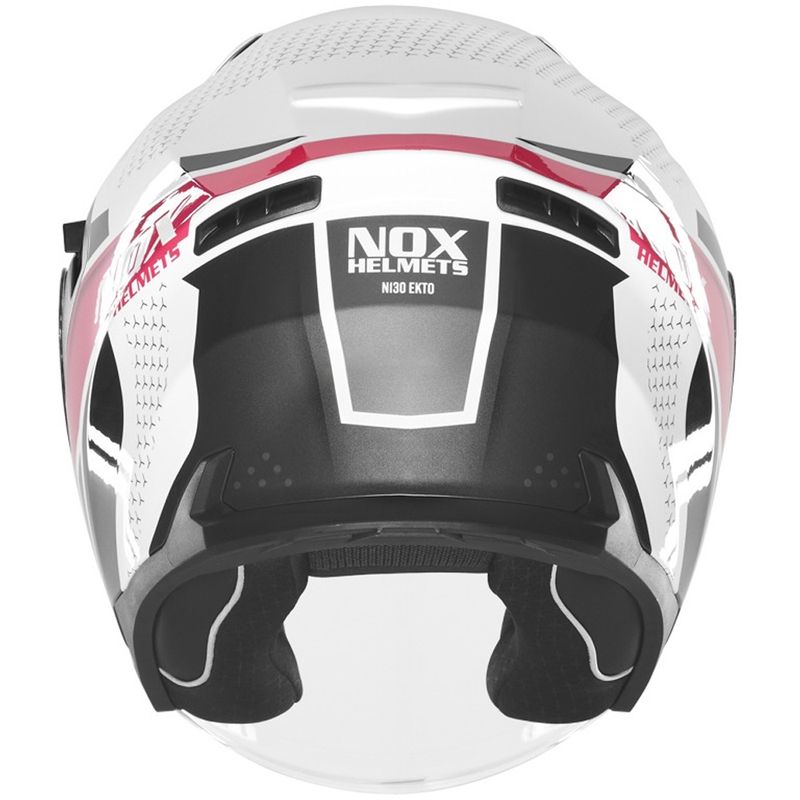 Casco da moto jet NOX N130 EKTO bianco-rosa