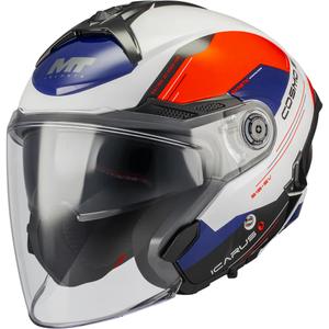 Casco da moto jet MT Cosmo SV Icarus A5 blu-bianco-rosso