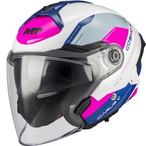 Casco da moto jet MT Cosmo SV Icarus A8 bianco-blu-rosa