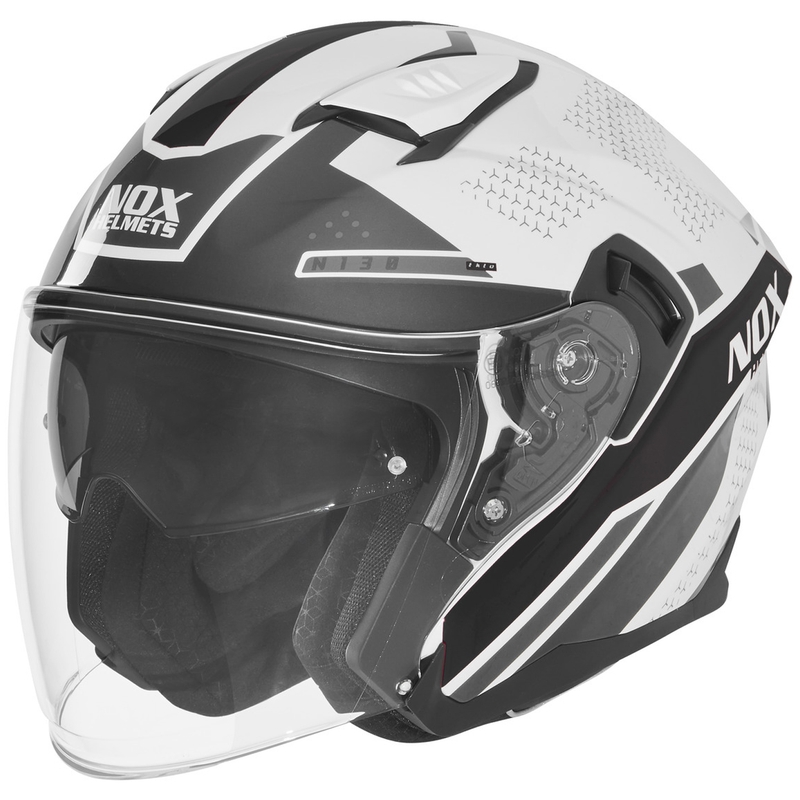 Casco da moto jet NOX N130 EKTO bianco-nero