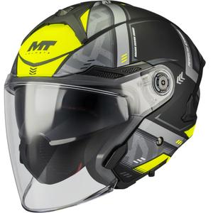 Casco moto jet MT Cosmo SV Arrow B3 nero opaco-grigio-giallo fluo