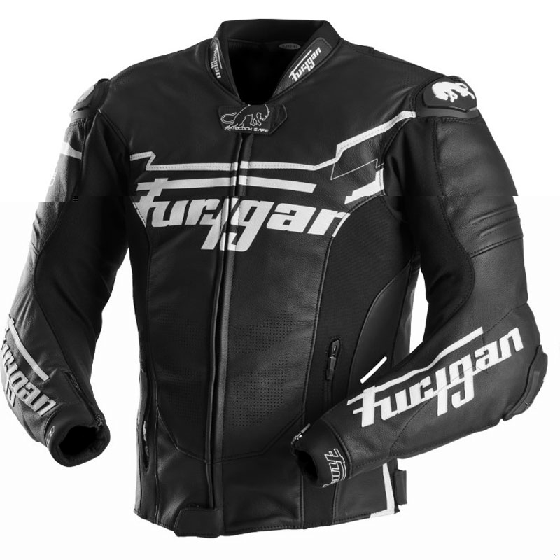 Giacca da motociclista in pelle Furygan Sirius nera-bianca