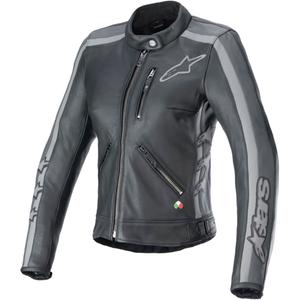 Alpinestars Stella Dyno Donna Giacca da moto in pelle nera e grigia