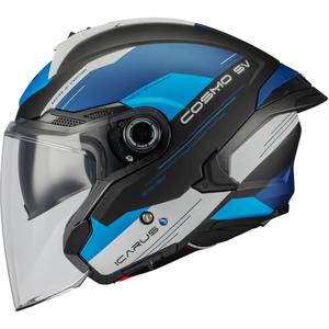 Casco da moto jet MT Cosmo SV Icarus B7 nero opaco-blu-grigio