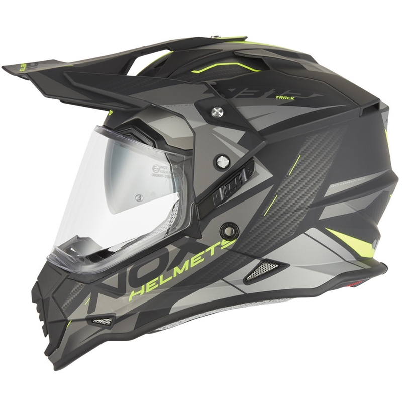 Casco moto enduro NOX N312 Track nero opaco-giallo fluo