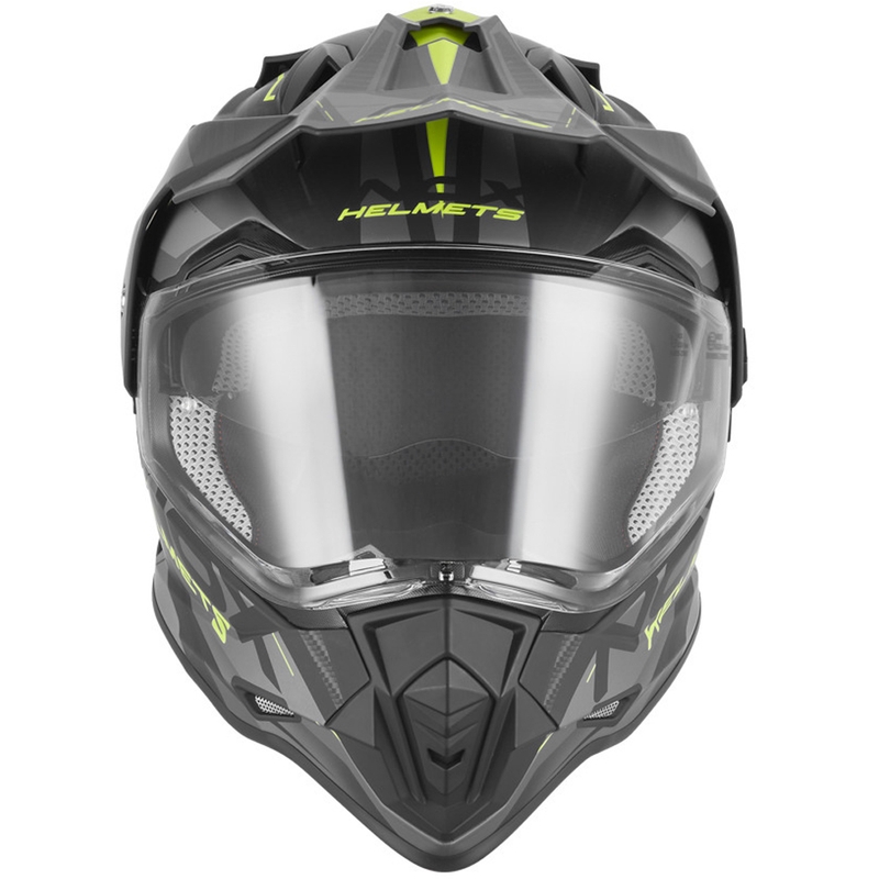 Casco moto enduro NOX N312 Track nero opaco-giallo fluo