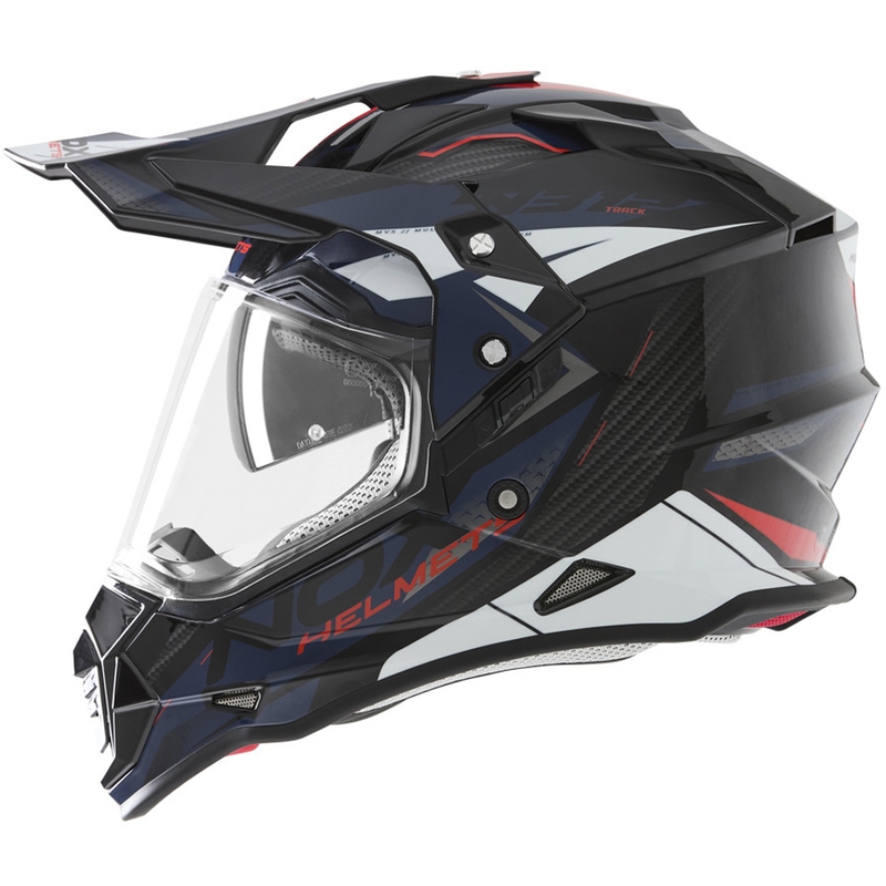 Casco da moto enduro NOX N312 Track blu-rosso