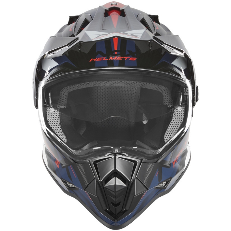 Casco da moto enduro NOX N312 Track blu-rosso