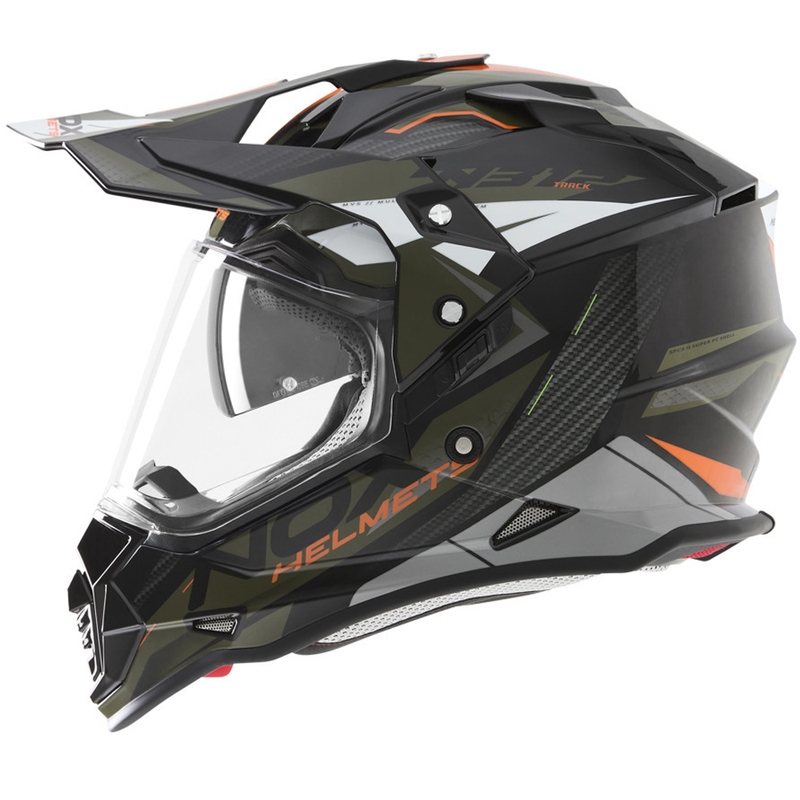 Casco da moto enduro NOX N312 Track kaki-arancione