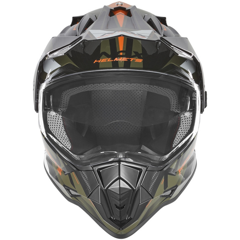 Casco da moto enduro NOX N312 Track kaki-arancione