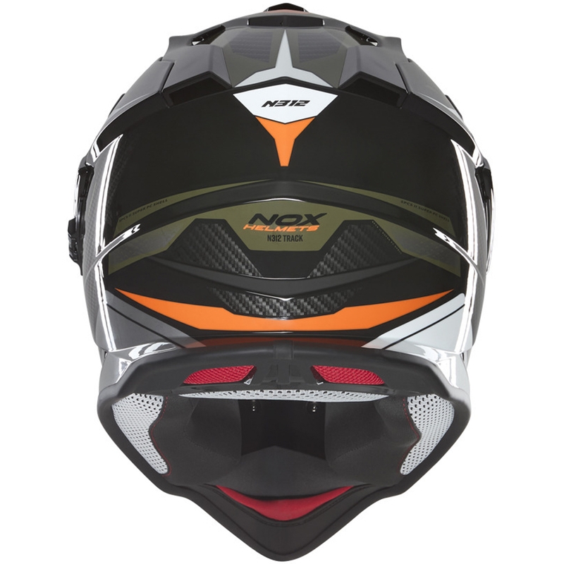Casco da moto enduro NOX N312 Track kaki-arancione