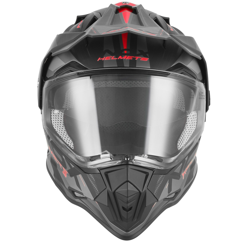 Casco da moto enduro NOX N312 Track nero opaco-rosso