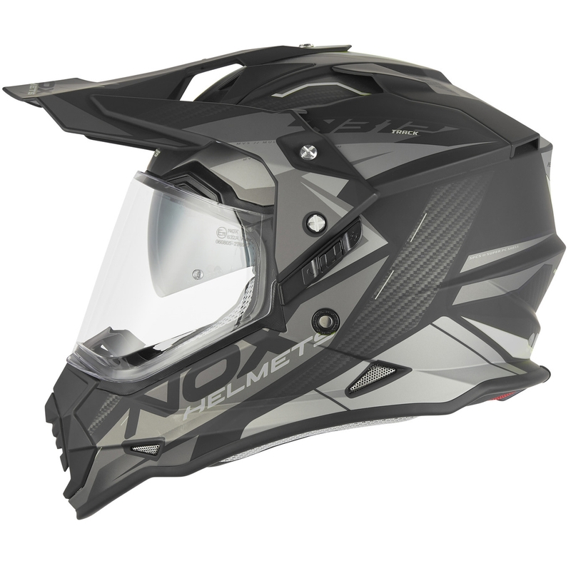 Casco da moto enduro NOX N312 Track nero opaco-argento