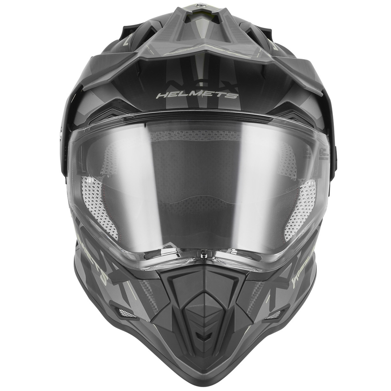 Casco da moto enduro NOX N312 Track nero opaco-argento