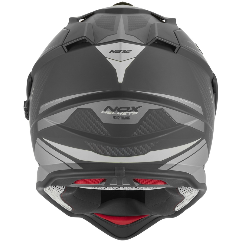 Casco da moto enduro NOX N312 Track nero opaco-argento