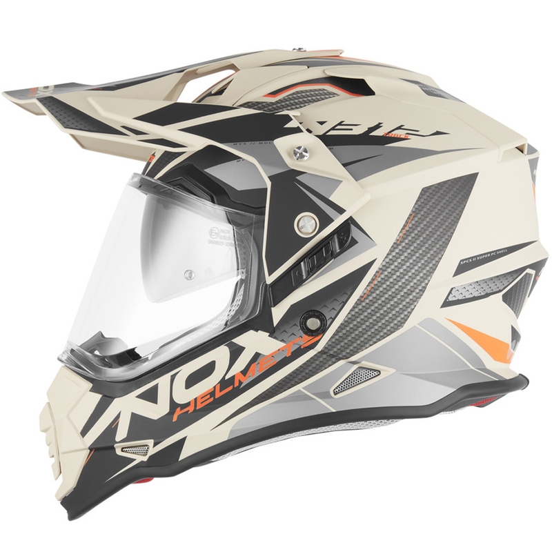 Casco da moto enduro NOX N312 Track sabbia-arancio opaco