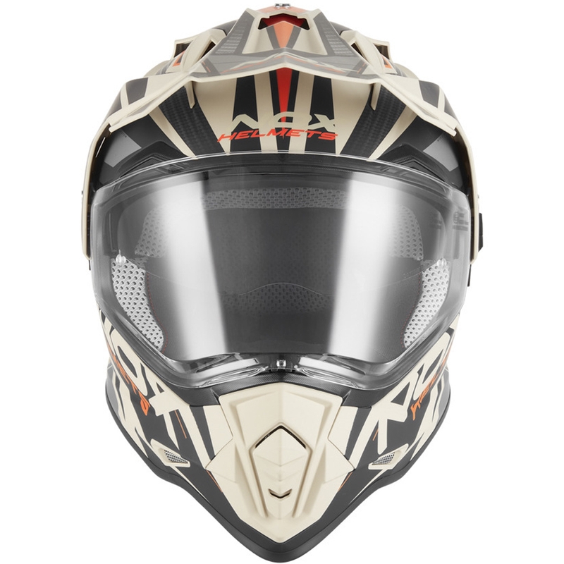 Casco da moto enduro NOX N312 Track sabbia-arancio opaco