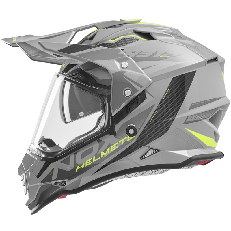 Casco moto enduro NOX N312 Track grigio-giallo fluo