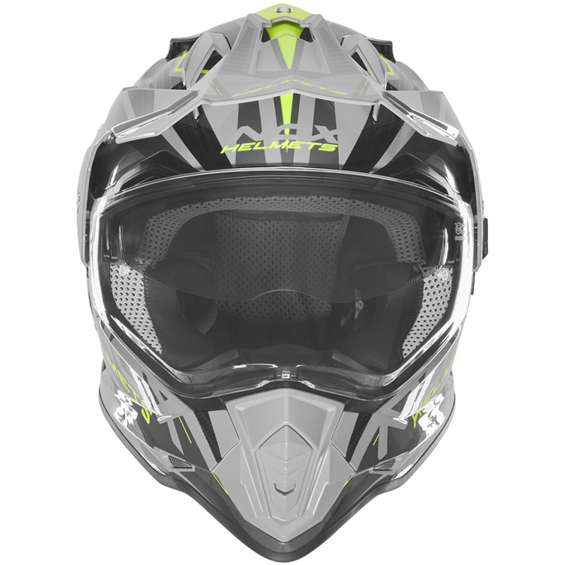 Casco moto enduro NOX N312 Track grigio-giallo fluo