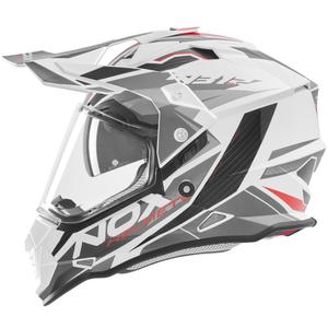 Casco da moto enduro NOX N312 Track bianco-rosso