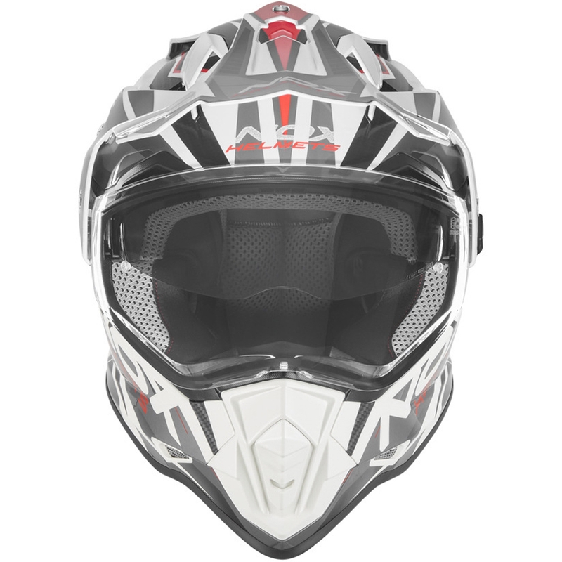 Casco da moto enduro NOX N312 Track bianco-rosso