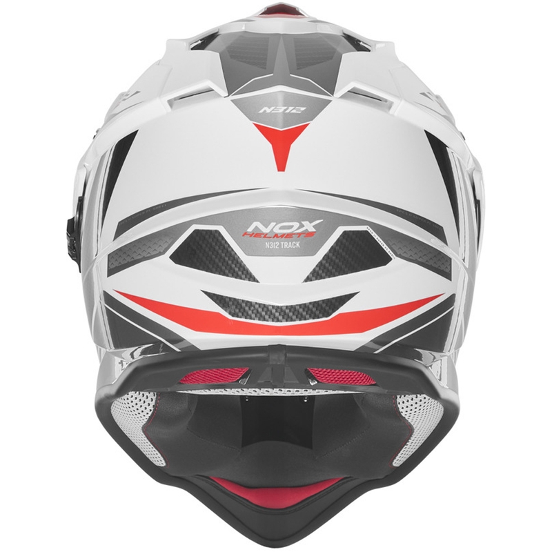 Casco da moto enduro NOX N312 Track bianco-rosso