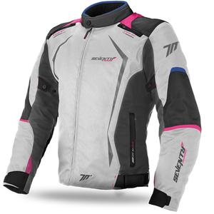 Giacca da motociclista donna SEVENTY DEGREES SD-JR49 grigio-blu-rosa