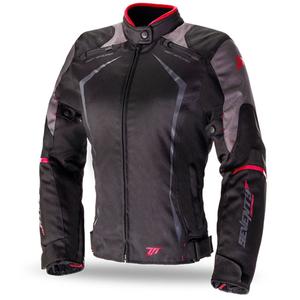 Giacca da moto da donna SEVENTY DEGREES SD-JR49 nero-rosso