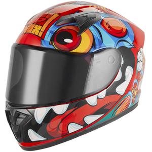 Casco integrale da moto per bambini NOX N731 Scrappy rosso-multicolore