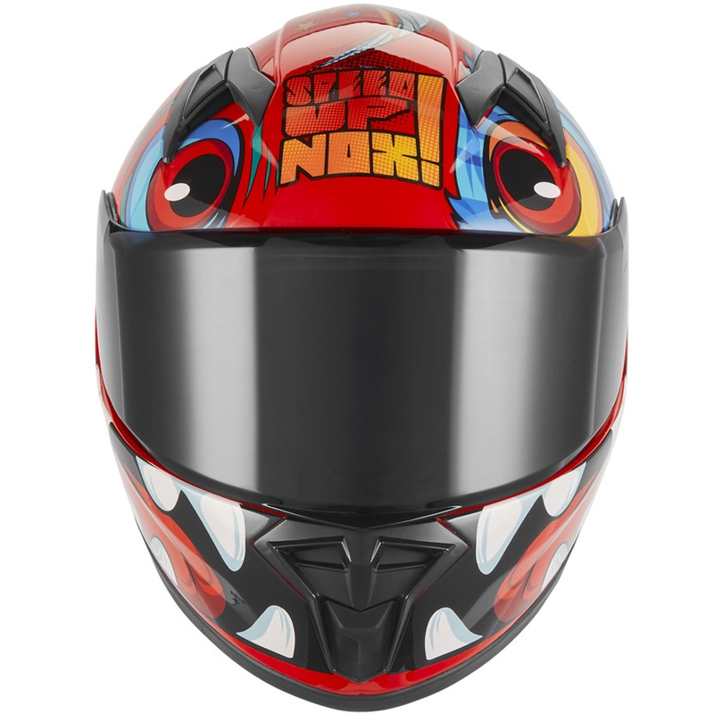 Casco integrale da moto per bambini NOX N731 Scrappy rosso-multicolore