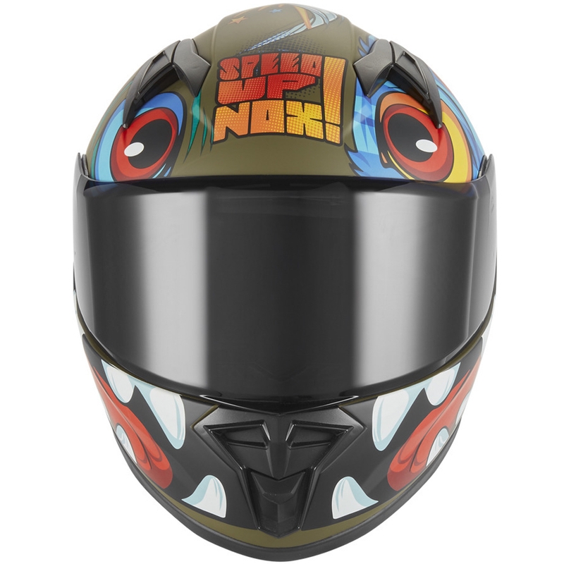 Casco integrale da moto per bambini NOX N731 Scrappy cachi-multicolore