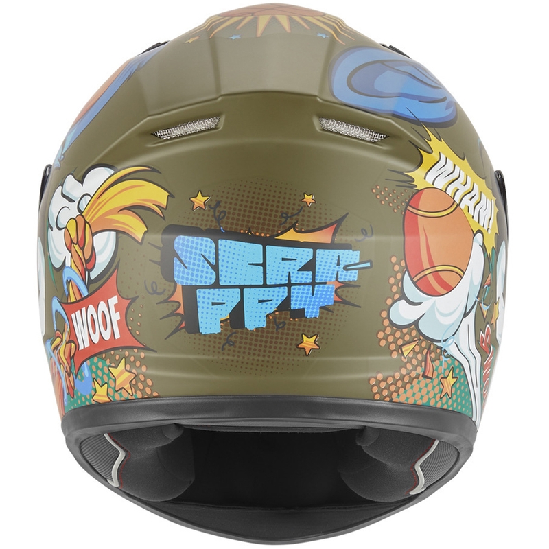 Casco integrale da moto per bambini NOX N731 Scrappy cachi-multicolore