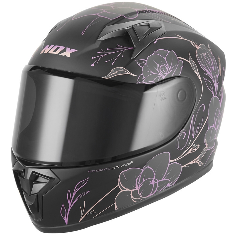 Casco integrale da moto per bambini NOX N731 Spring nero opaco-rosa