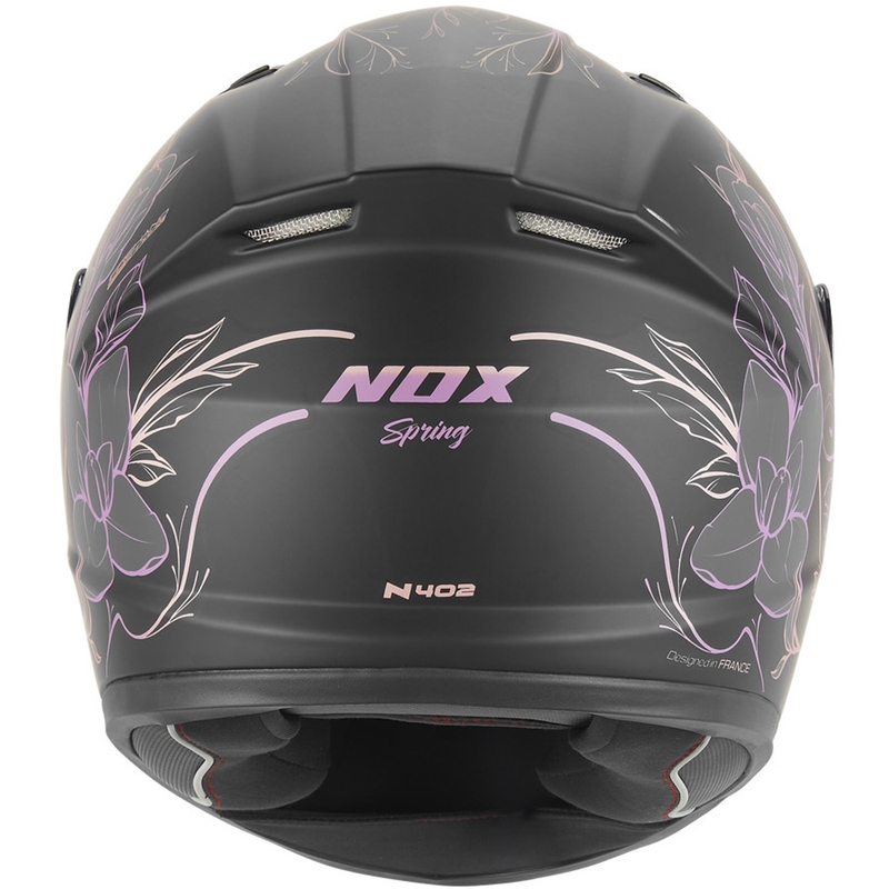 Casco integrale da moto per bambini NOX N731 Spring nero opaco-rosa