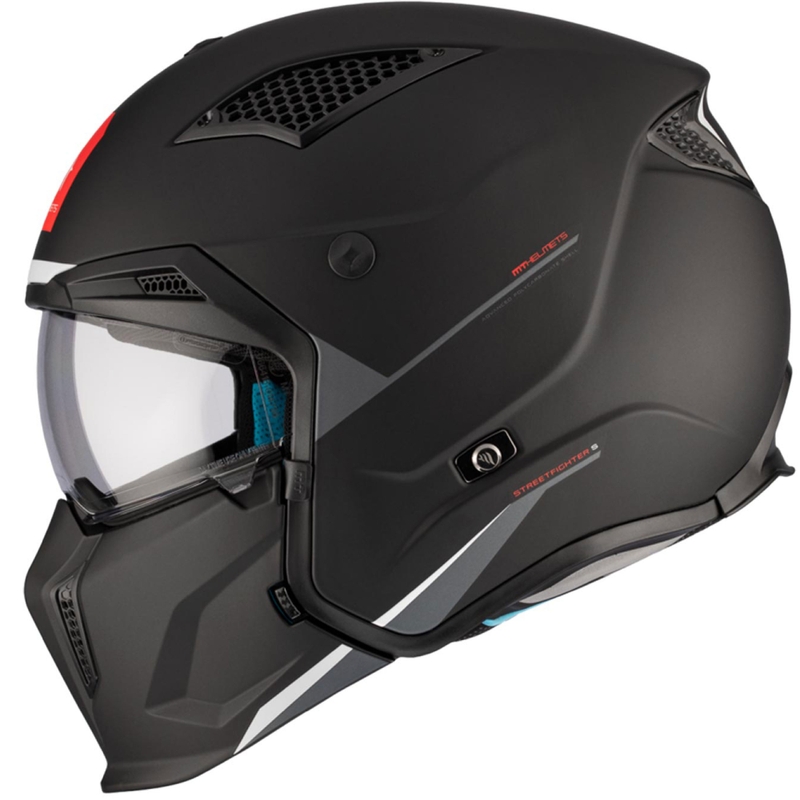 Casco jet con maschera MT Streetfighter SV S Solid A1 nero opaco con visiera iridium - II. qualità