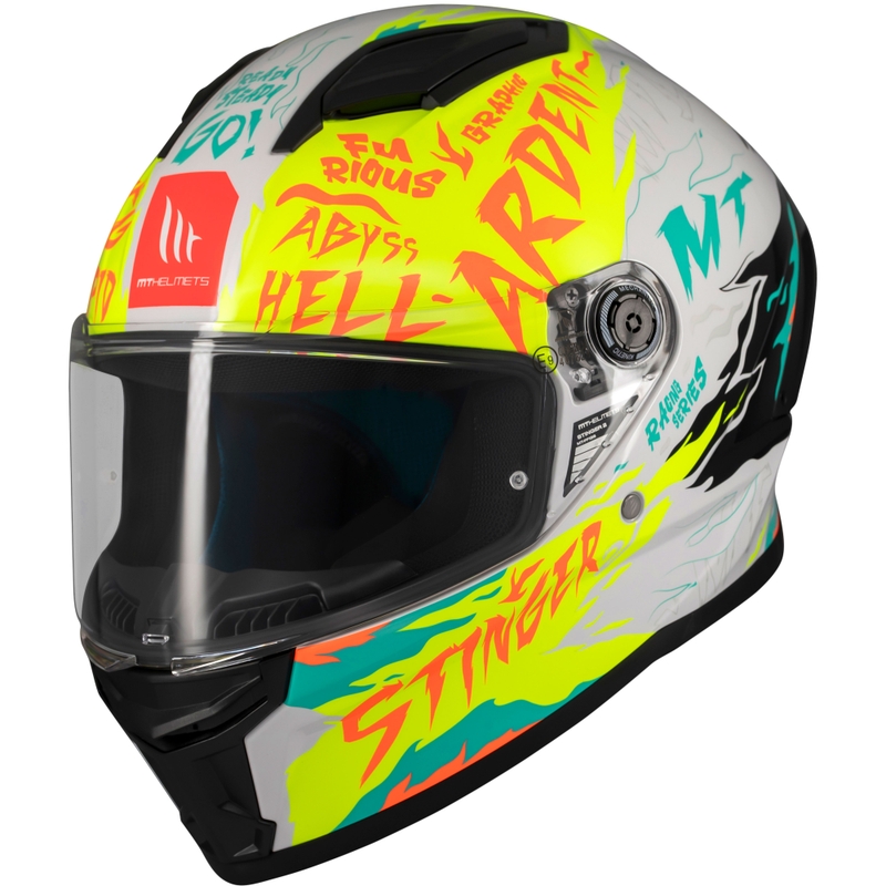 Casco integrale da moto MT Stinger 2 Ardent bianco-giallo - II. qualità