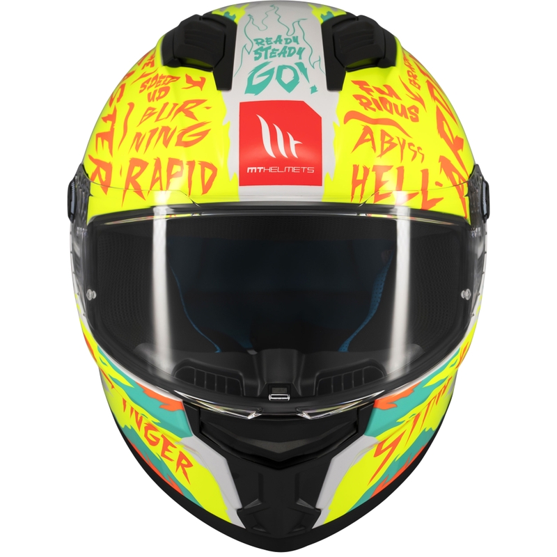 Casco integrale da moto MT Stinger 2 Ardent bianco-giallo - II. qualità