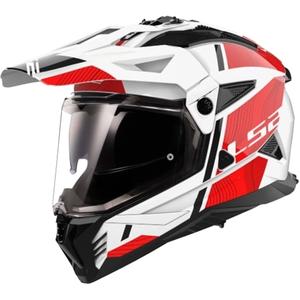 Casco moto enduro LS2 MX702 PIONEER II HILL bianco-rosso