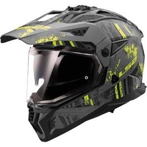 Casco moto enduro LS2 MX702 PIONEER II CRAZY nero-giallo fluo