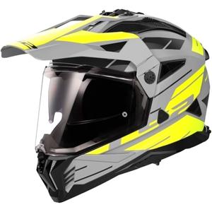 Casco moto enduro LS2 MX702 PIONEER II NAMIB grigio-giallo fluo