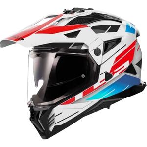 Casco moto enduro LS2 MX702 PIONEER II NAMIB bianco-blu-rosso