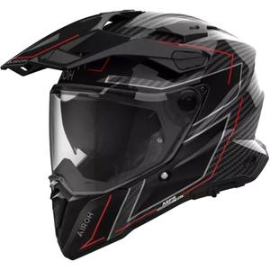 Casco moto enduro Airoh Commander 2 Carbon Stylish nero-rosso
