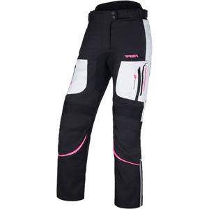 Pantaloni da moto RSA Wasp neri, rosa e bianchi da donna