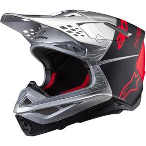 Alpinestars Supertech S-M10 Flood casco motocross opaco argento-nero-arancio fluo