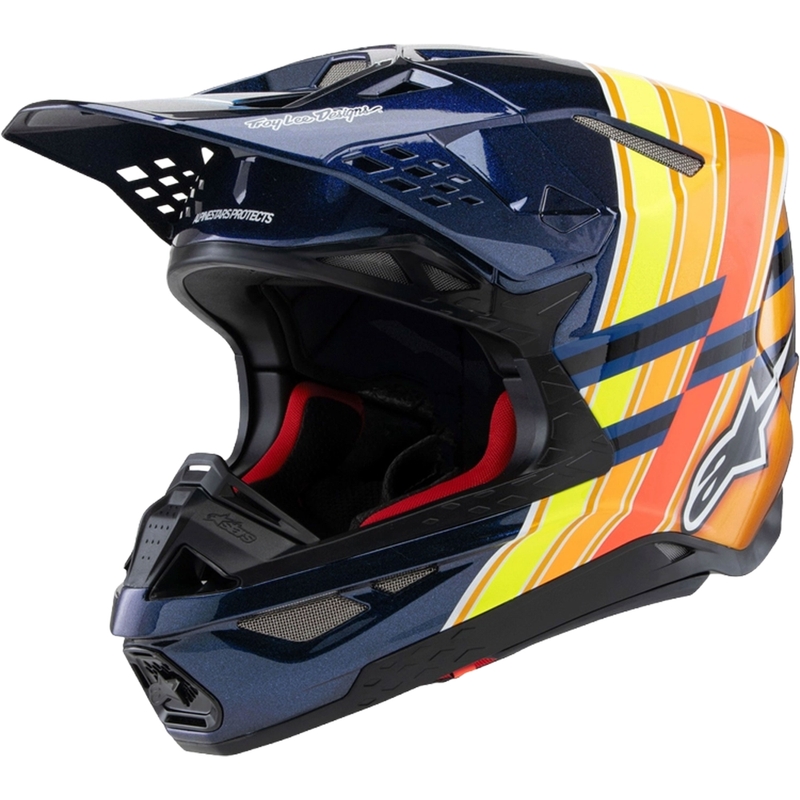 Alpinestars Supertech S-M10 casco da motocross TROY LEE DESIGNS blu perla-arancio fluo-giallo-rosso