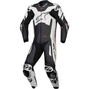 Tuta in pelle monopezzo Alpinestars GP Plus V4 Sprint, compatibile con Tech-air, nera, bianca e rossa fluo