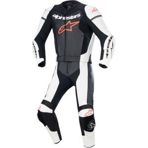 Alpinestars GP Force Lurv tuta due pezzi in pelle bianco-nero-rosso fluo