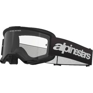 Occhiali da motocross Alpinestars Vision 3 Wordmark neri con plexi trasparente